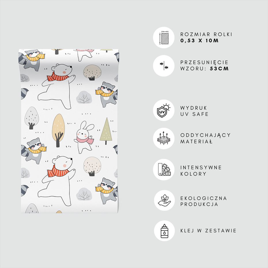 Tapeta - dziecięca, szalik, miś, drzewo