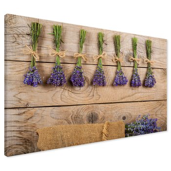Obraz na płótnie - lawenda, kwiaty, drewno