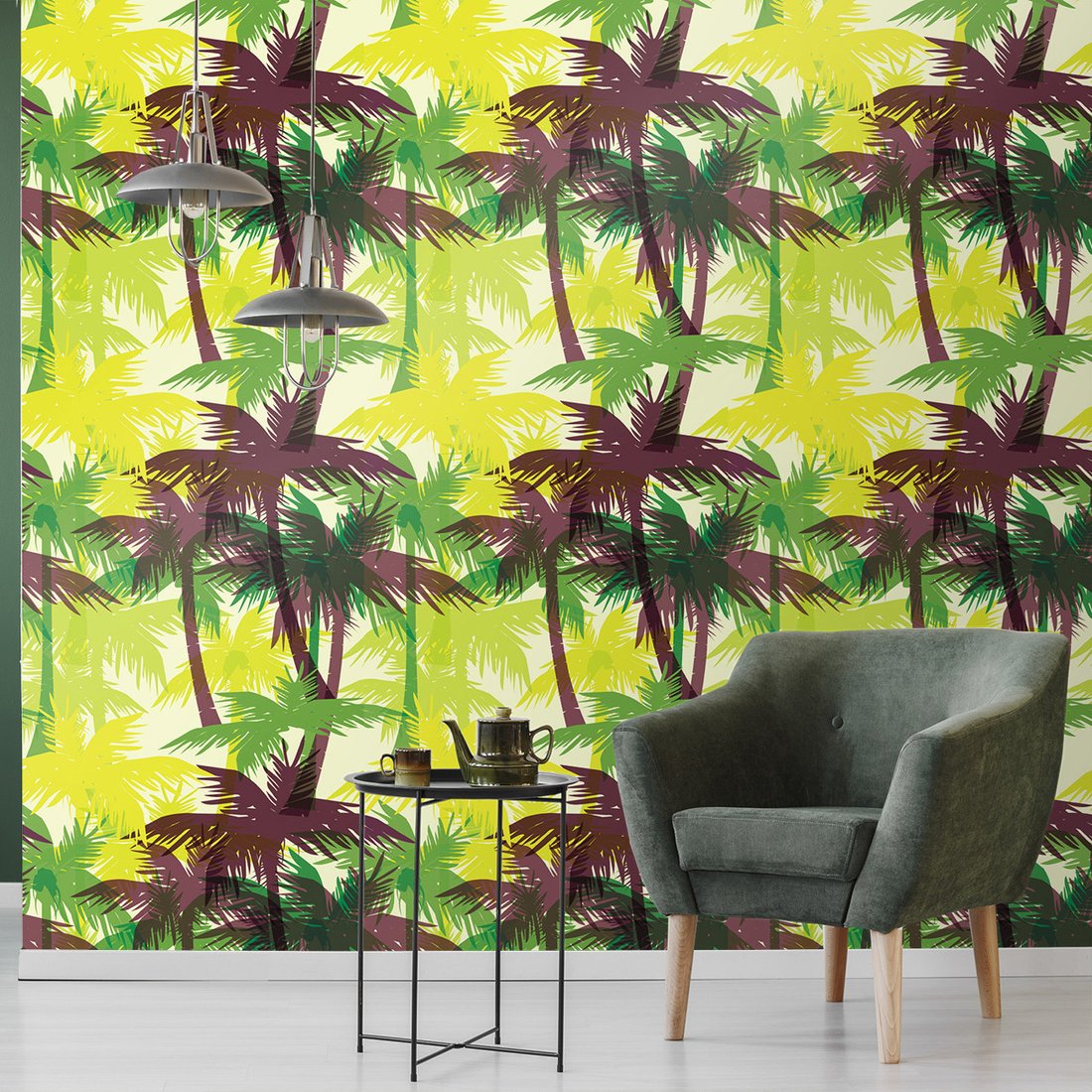 Tapeta - palma, liście, wzór