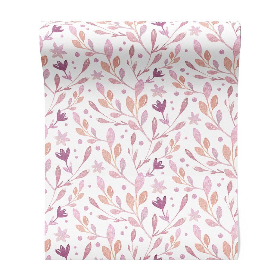 Tapeta - kwiaty, liście, wzór