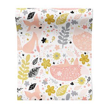 Tapeta - dziecięca, lis, kwiaty, liście