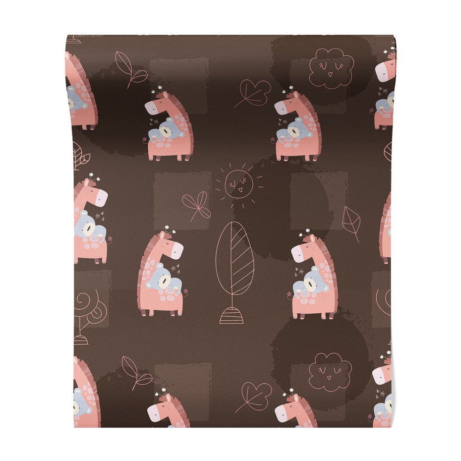 Tapeta - dziecięca, żyrafa, miś, zwierzęta