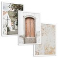 Zestaw obrazy w ramie, plakaty - ściana, drzwi, miasto - rama biała