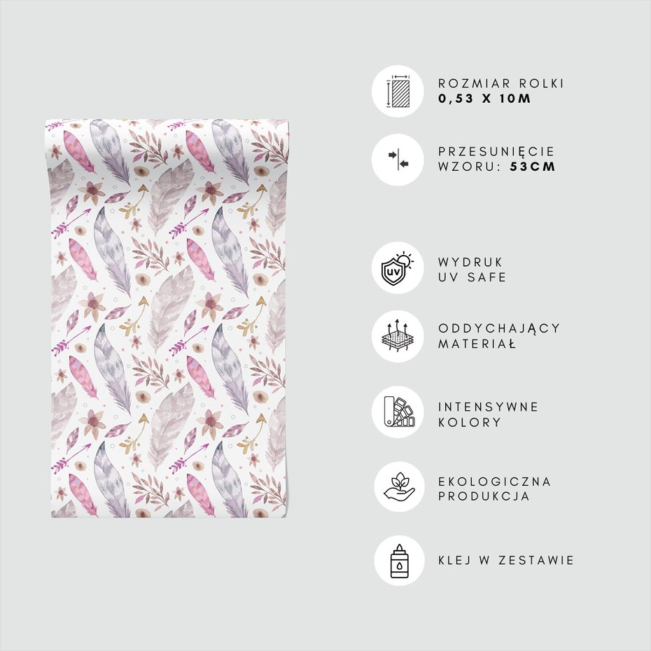 Tapeta - pióra, kwiaty, strzały