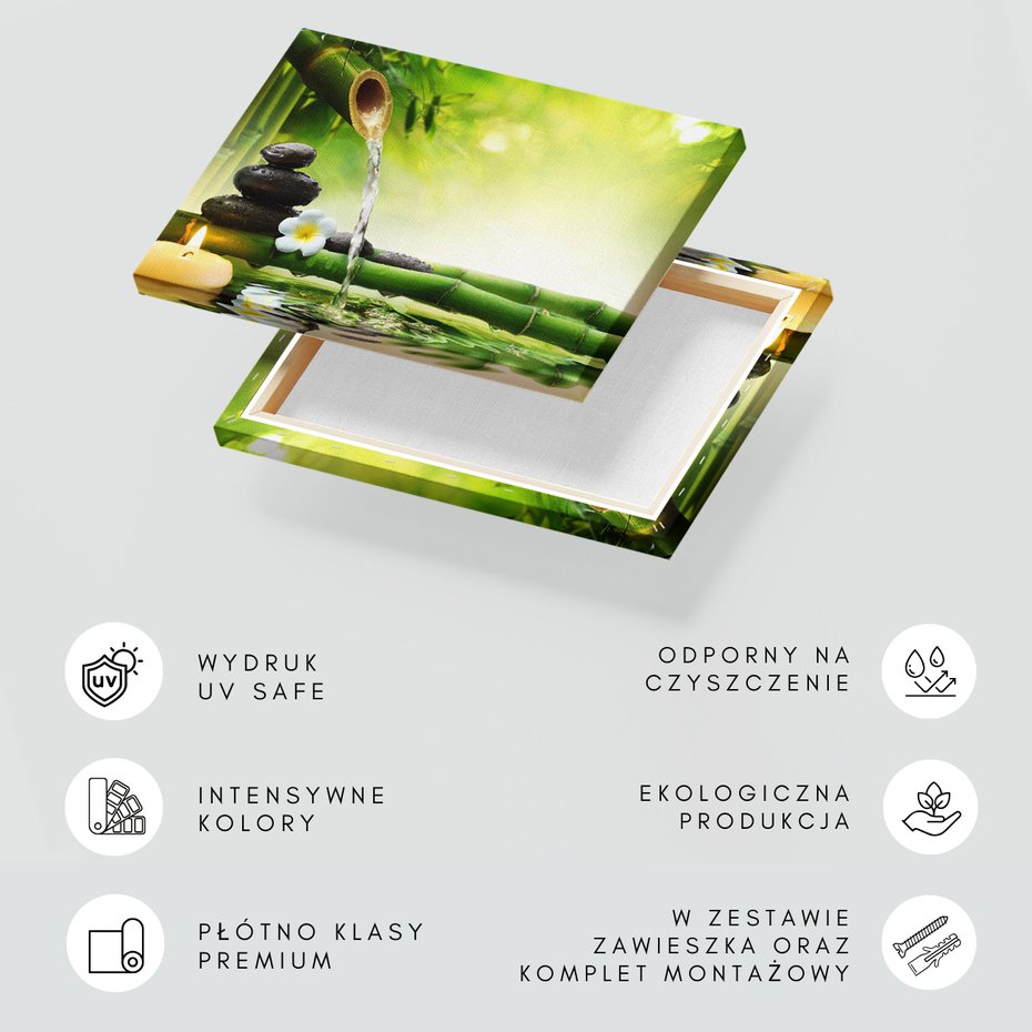 Obraz na płótnie - bambus, woda, kamienie