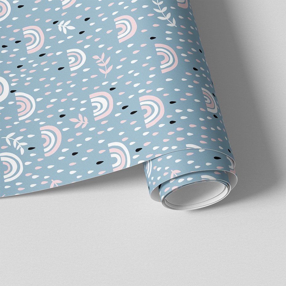 Tapeta - dziecięca, tęcza, deszcz, liście