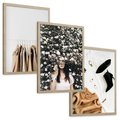 Zestaw obrazy w ramie, plakaty - ubrania, kobieta, styl - rama drewno