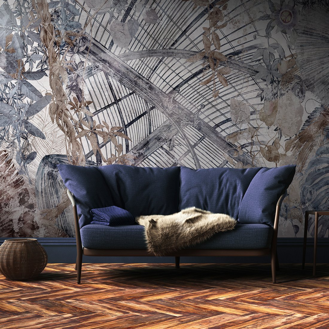 Fototapeta - loft, kwiaty, mural