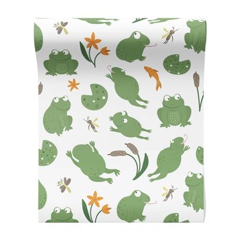 Tapeta - dziecięca, żaby, kwiaty, ryba