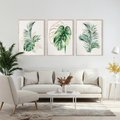 Zestaw obrazy w ramie, plakaty - liście, monstera, rośliny - rama drewno