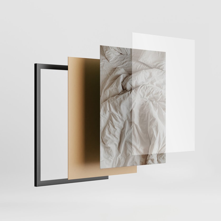 Zestaw obrazy w ramie, plakaty - kawa, łóżko, minimalizm - rama czarna