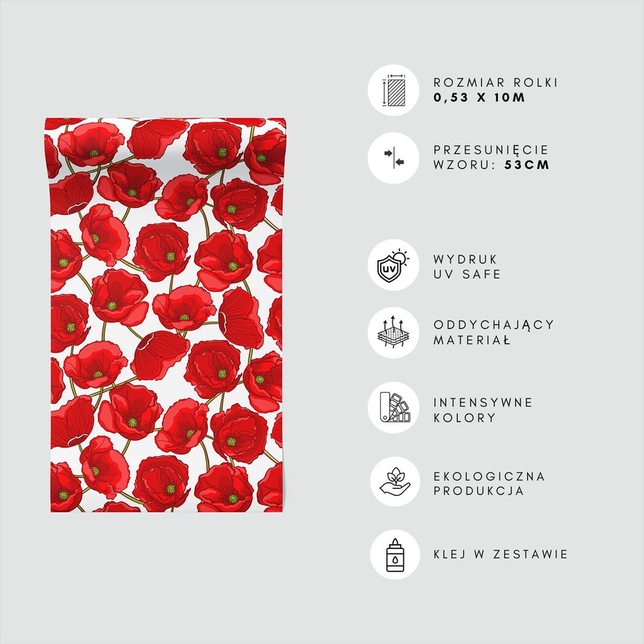 Tapeta - kwiaty, maki, wzór