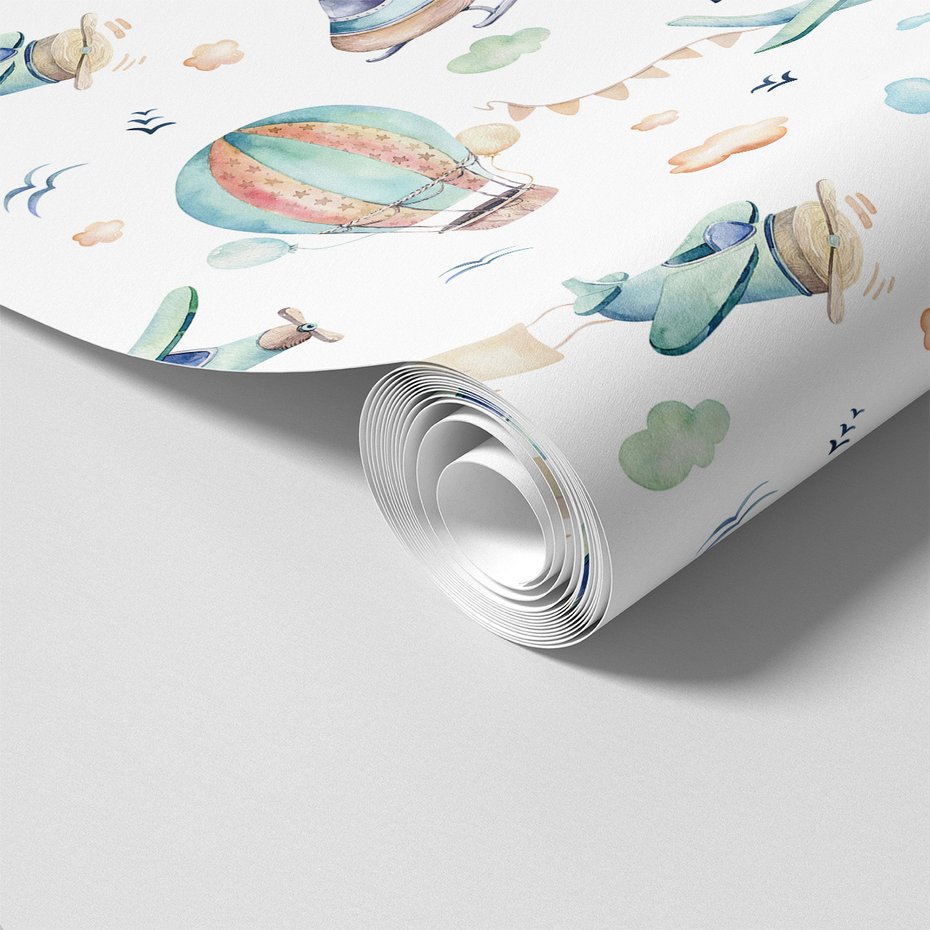 Tapeta - dziecięca, samolot, helikopter,