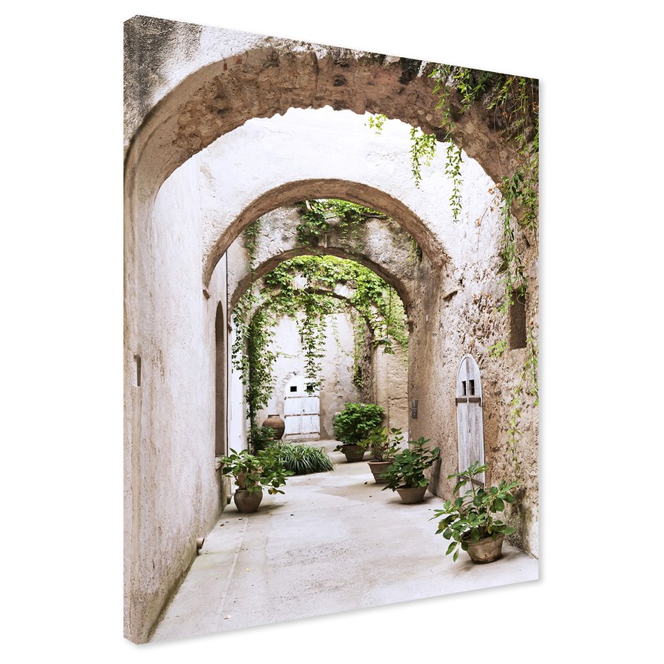 Obraz na płótnie - uliczka, rośliny, łuki