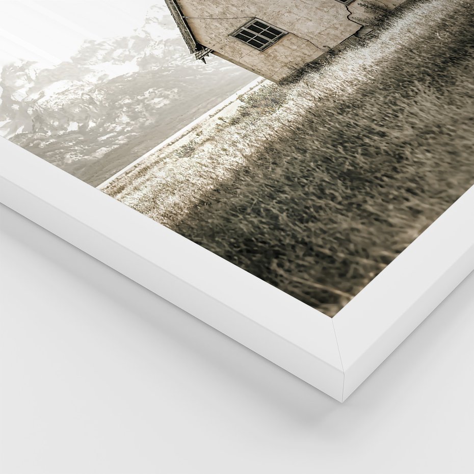 Zestaw obrazy w ramie, plakaty - dom, drzwi, rustykalny - rama biała