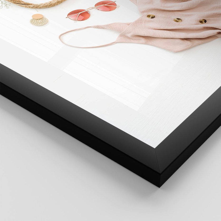 Zestaw obrazy w ramie, plakaty - moda, lato, akcesoria - rama czarna