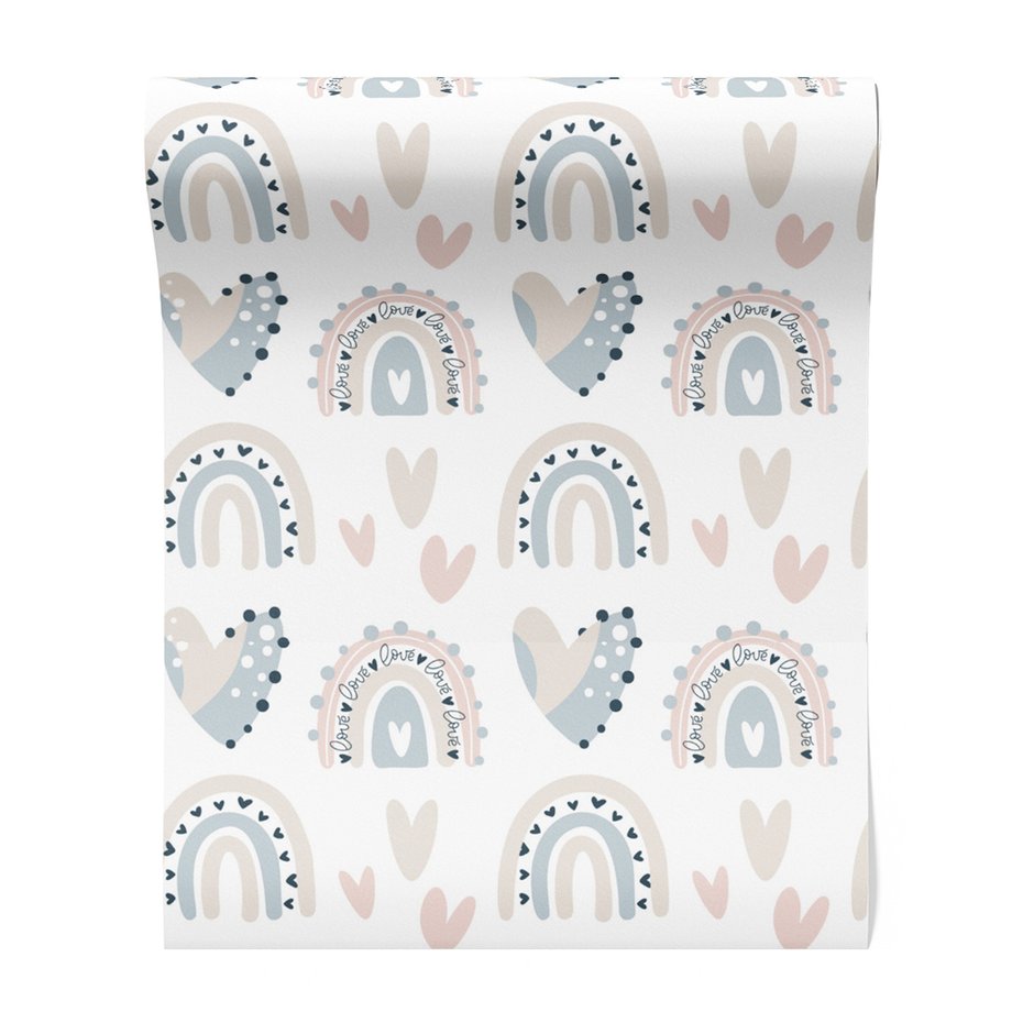 Tapeta - dziecięca, serca, tęcze,