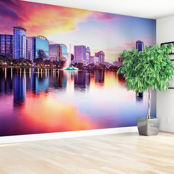 Fototapeta - miasto, jezioro, budynki