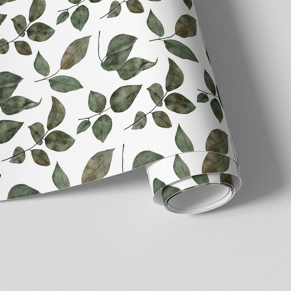 Tapeta - liście, gałązki, akwarela