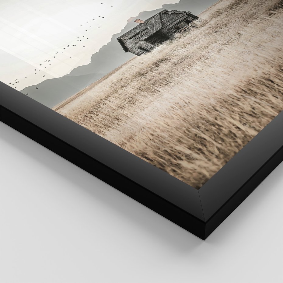 Zestaw obrazy w ramie, plakaty - krajobraz, natura, dom - rama czarna