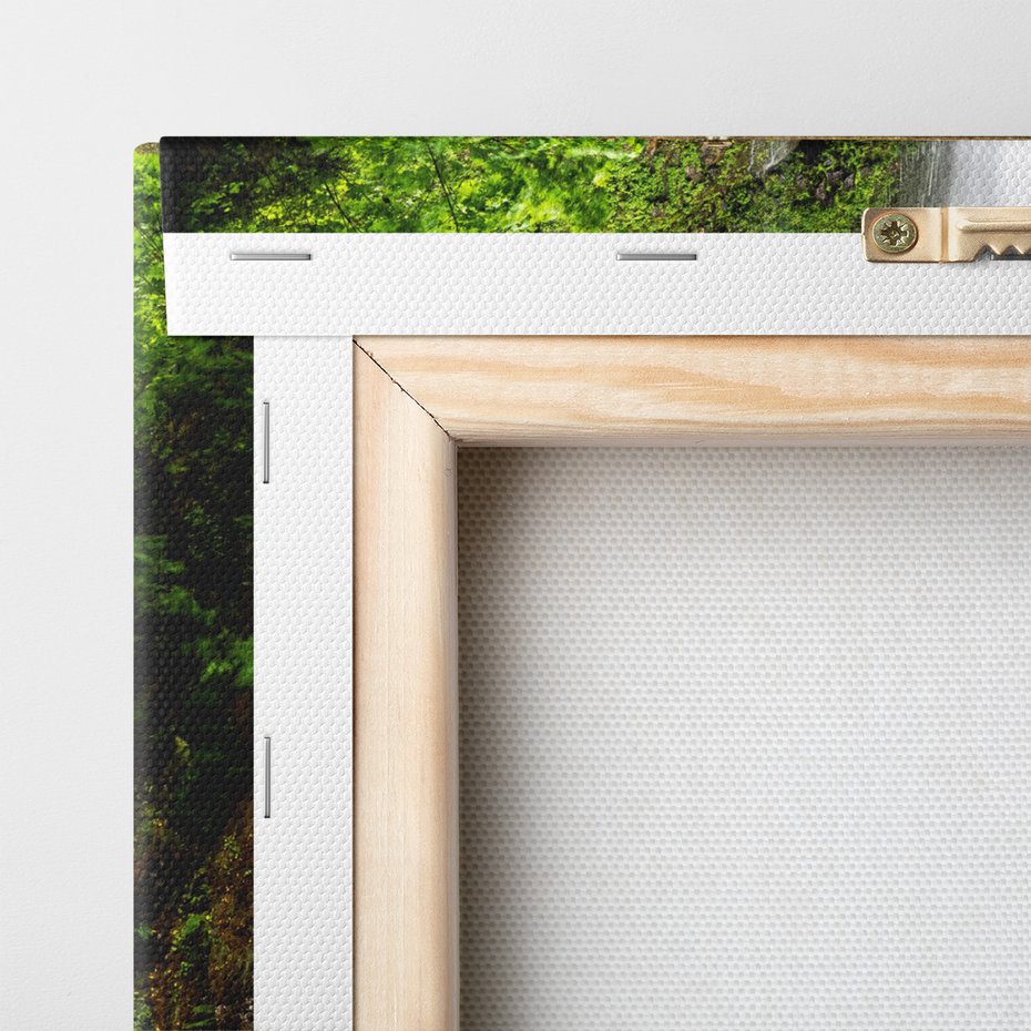 Obraz na płótnie - wodospad, most, natura