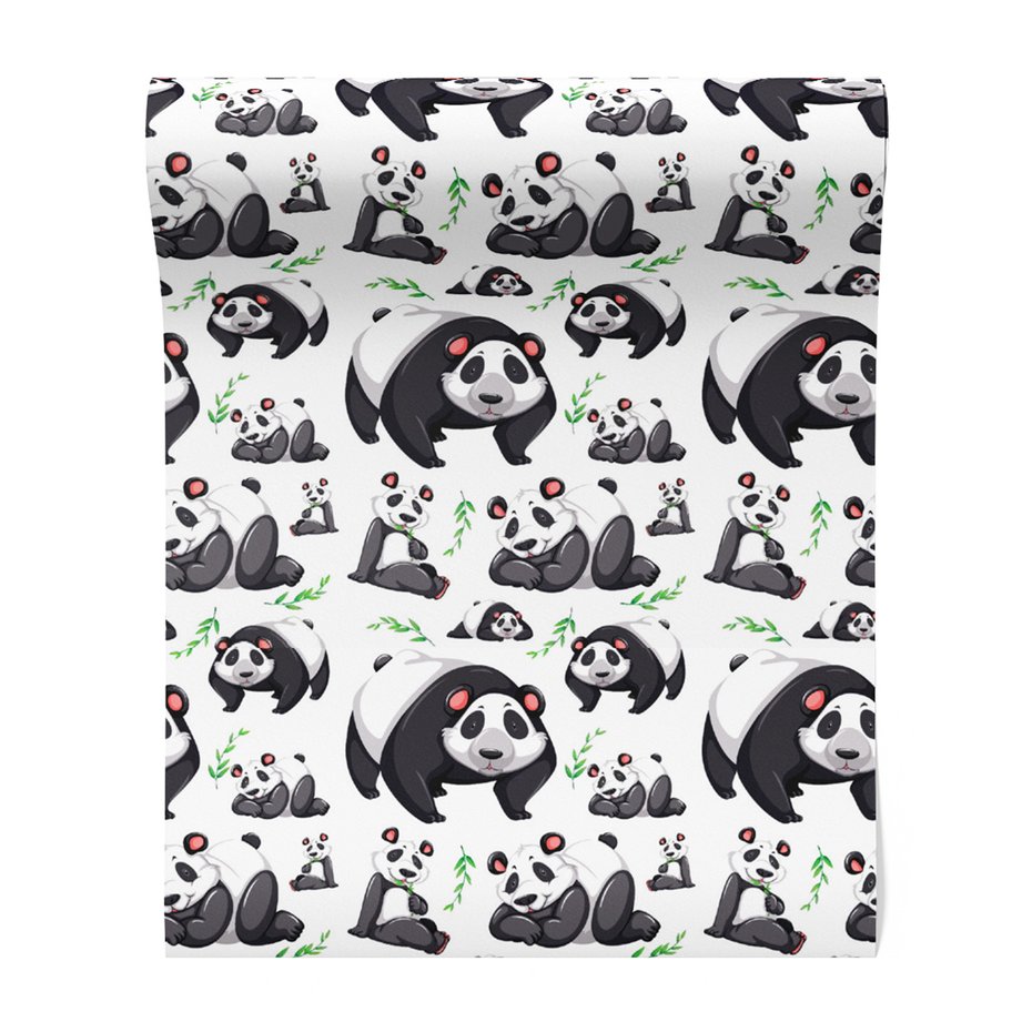 Tapeta - dziecięca, panda, liście, tło