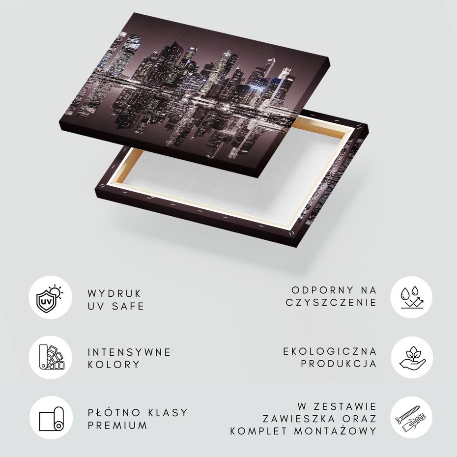 Obraz na płótnie - miasto, budynki, odbicie