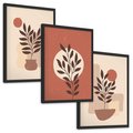 Zestaw obrazy w ramie, plakaty - liście, roślina, abstrakcja - rama czarna