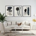 Zestaw obrazy w ramie, plakaty - abstrakcja, kształty, geometria - rama czarna