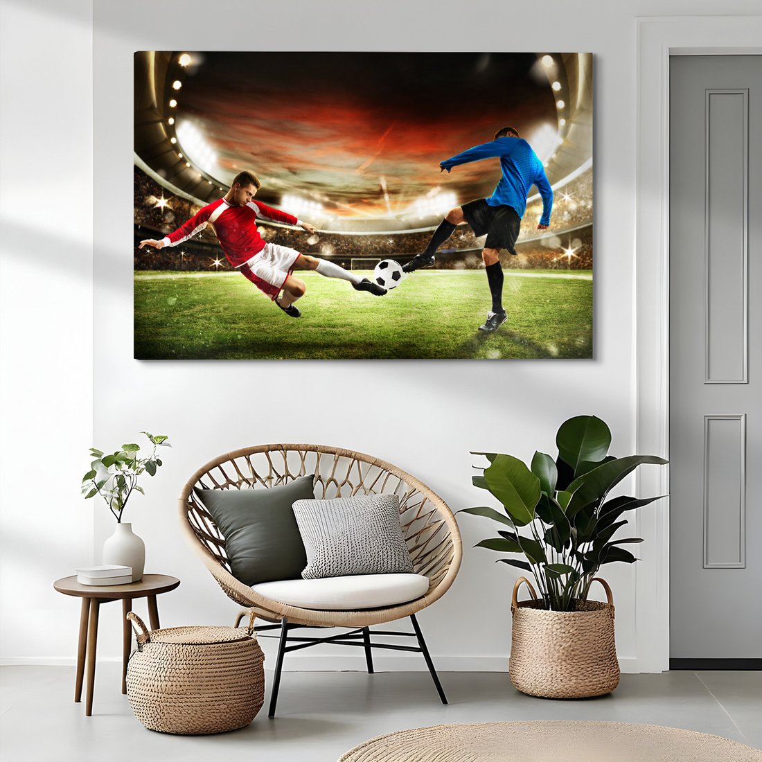 Obraz na płótnie - piłka nożna, sportowcy, stadion