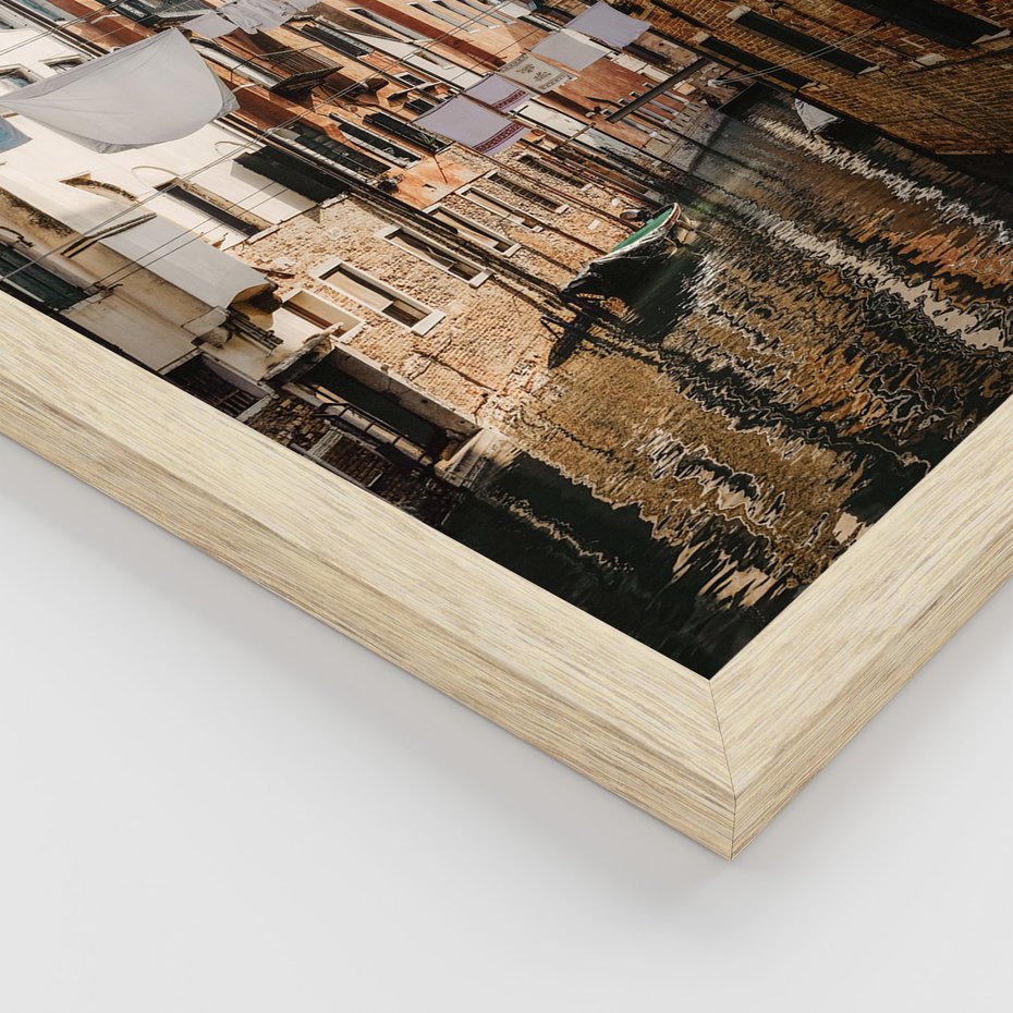 Zestaw obrazy w ramie, plakaty - Wenecja, gondola, kanał - rama drewno