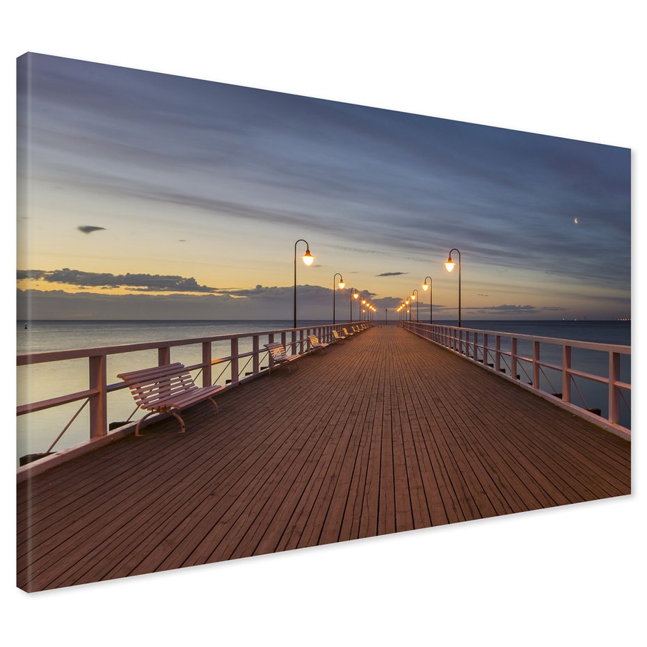 Obraz na płótnie - molo, morze, zmierzch