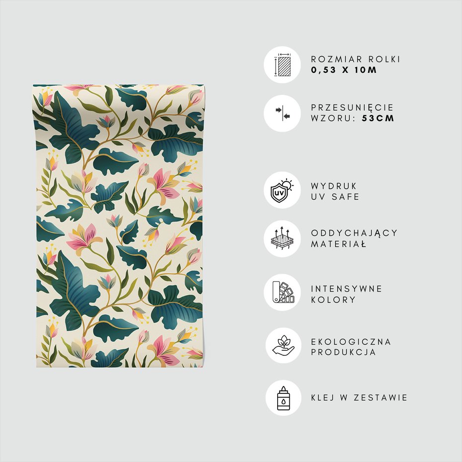 Tapeta - kwiaty, liście, gałązki