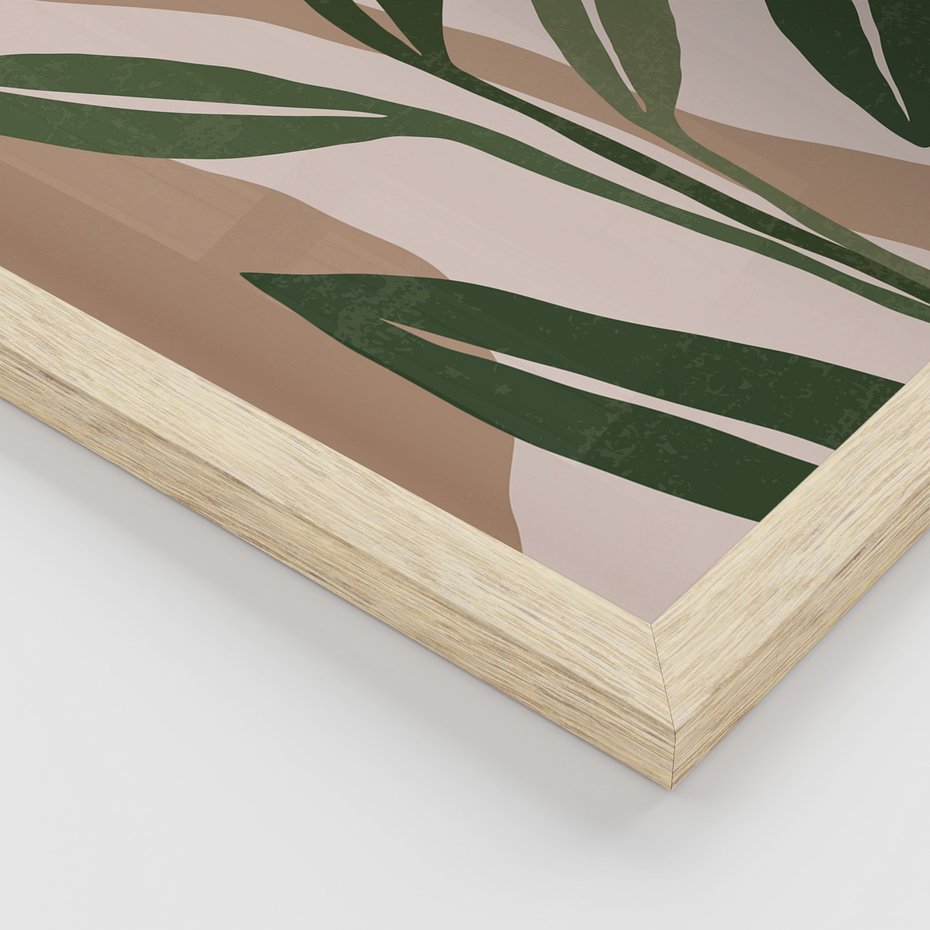 Zestaw obrazy w ramie, plakaty - liście, rośliny, abstrakcja - rama drewno