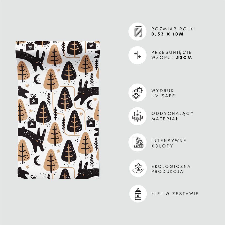 Tapeta - dziecięca, drzewa, królik,