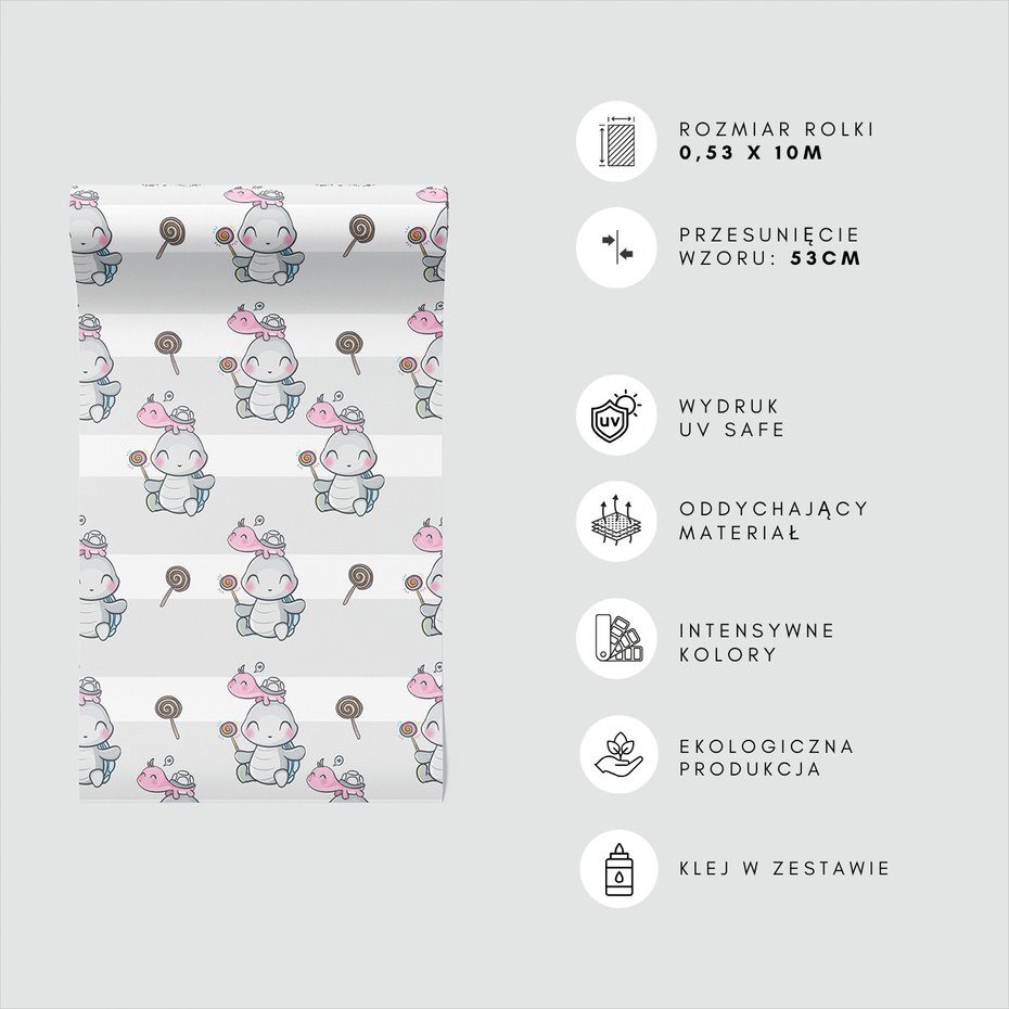 Tapeta - dziecięca, żółw, lizak,