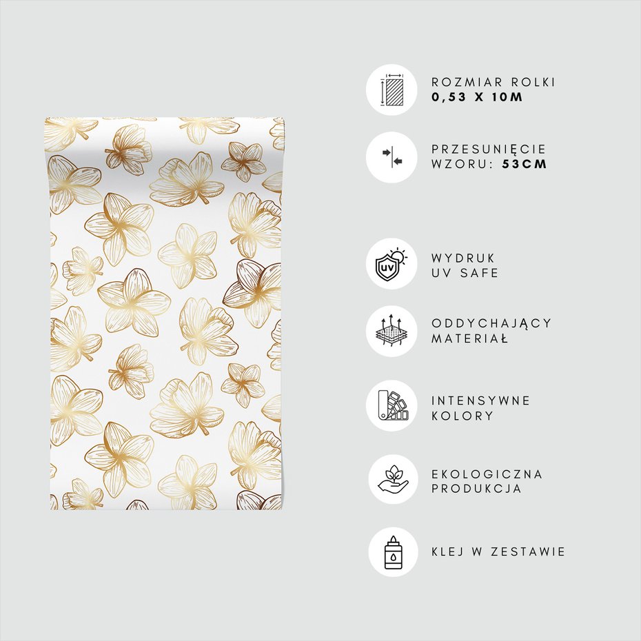 Tapeta - kwiaty, ornament, złoto