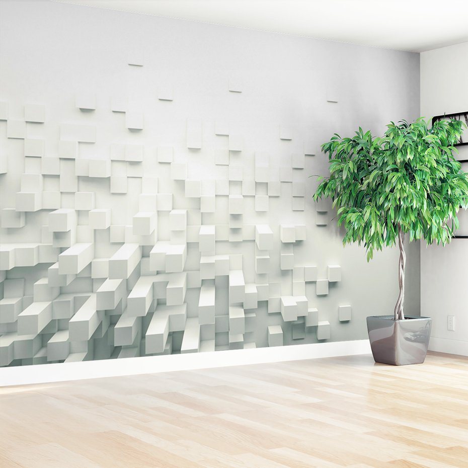 Fototapeta - abstrakcja, sześciany, biały