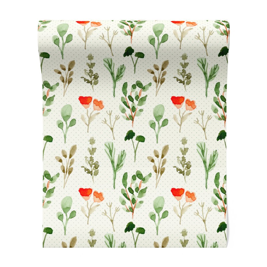 Tapeta - kwiaty, liście, gałązki