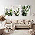 Zestaw obrazy w ramie, plakaty - eukaliptus, liście, roślina - rama biała