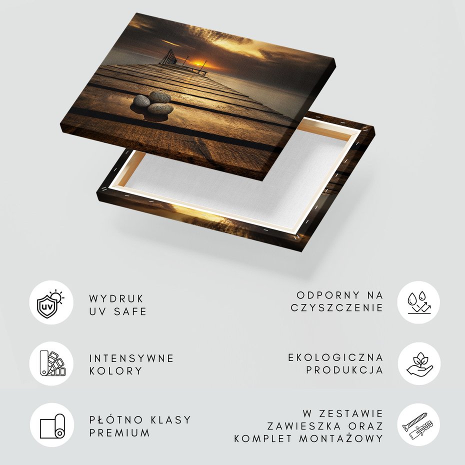 Obraz na płótnie - morze, molo, kamienie