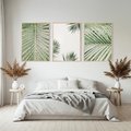 Zestaw obrazy w ramie, plakaty - liście, palmy, tropikalne - rama drewno