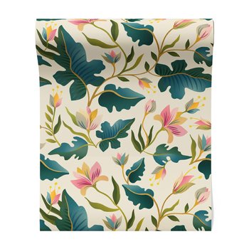 Tapeta - kwiaty, liście, gałązki