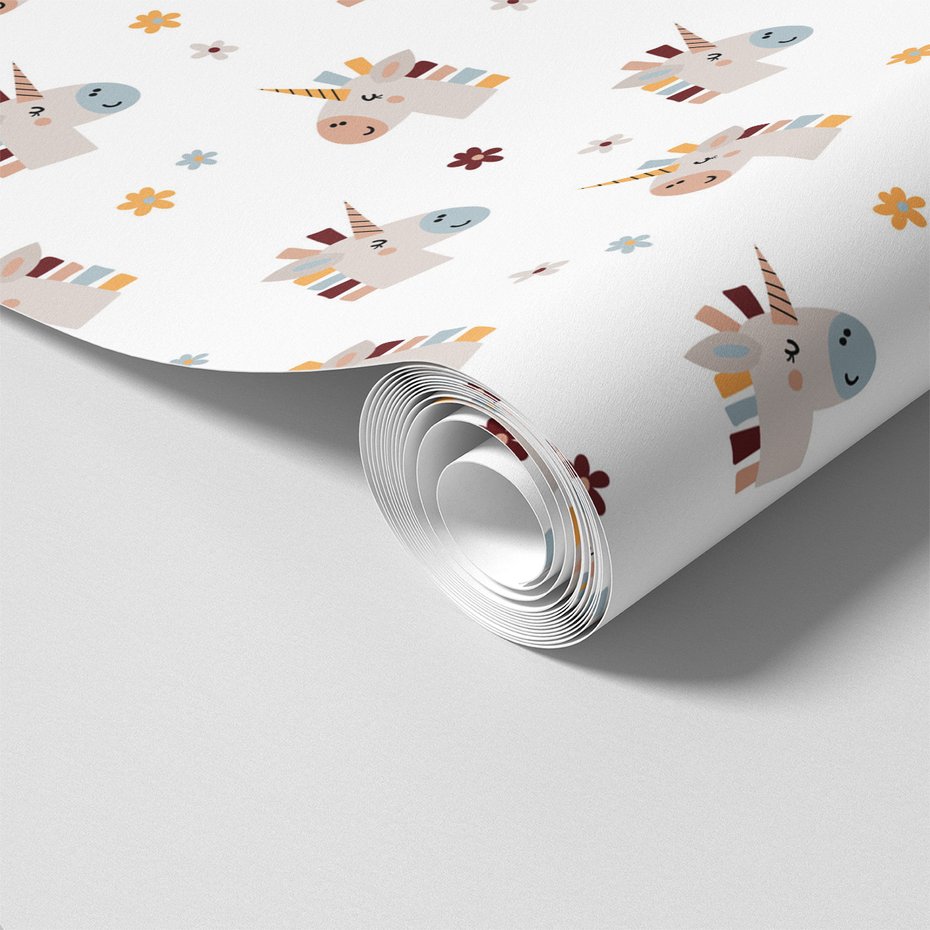 Tapeta - dziecięca, jednorożce, kwiaty,