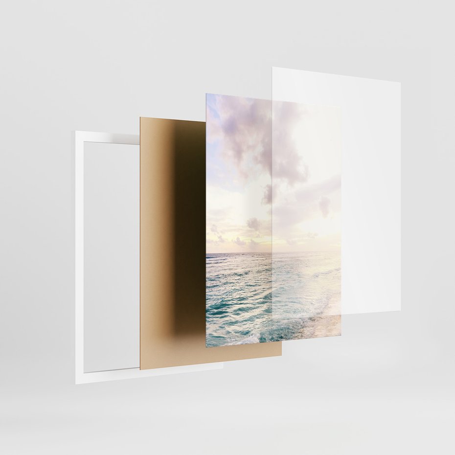 Zestaw obrazy w ramie, plakaty - plaża,palma,napis - rama biała