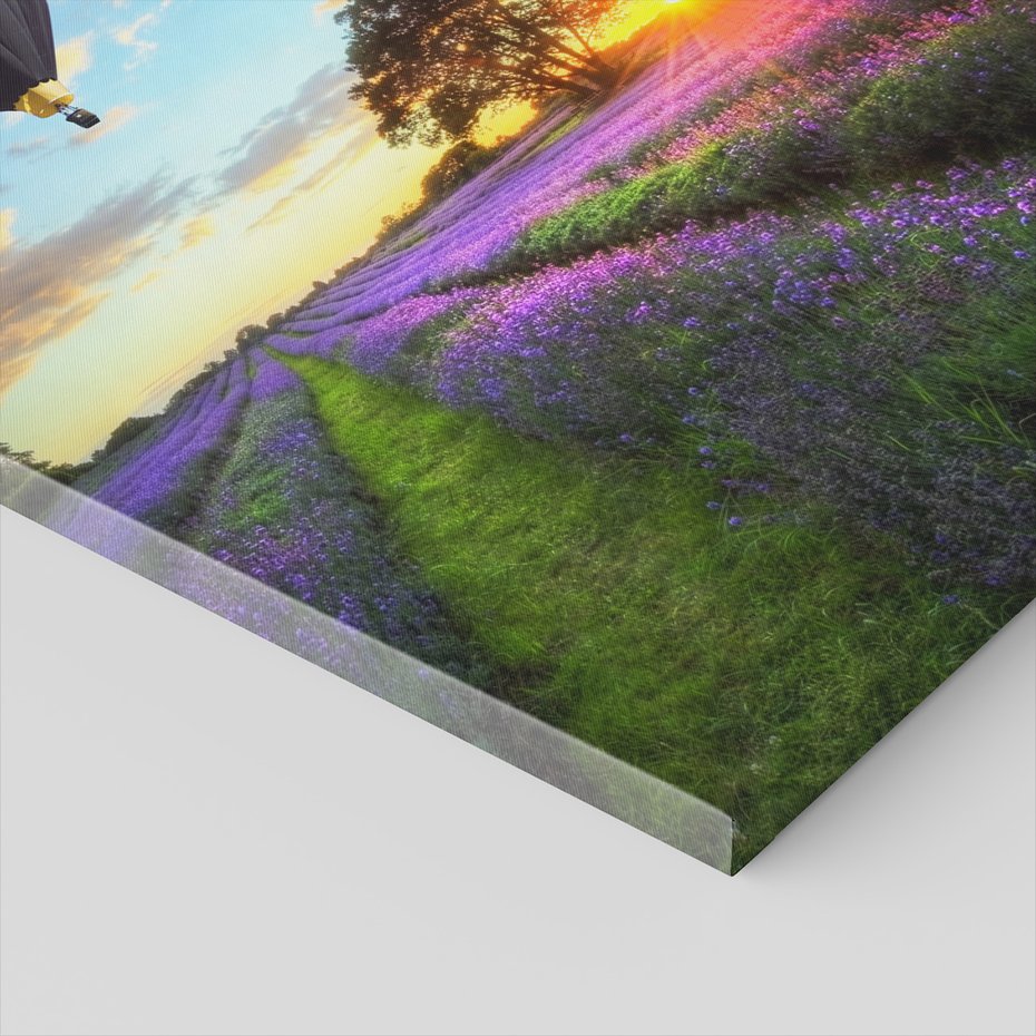 Obraz na płótnie - balony, lawenda, zachód słońca