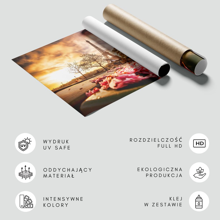 Fototapeta - Paryż, Wieża Eiffla, kwiaty