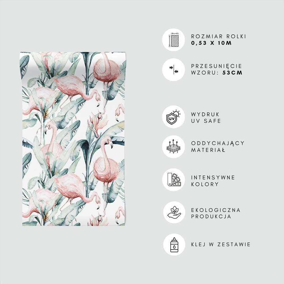 Tapeta - flamingo, liście, natura