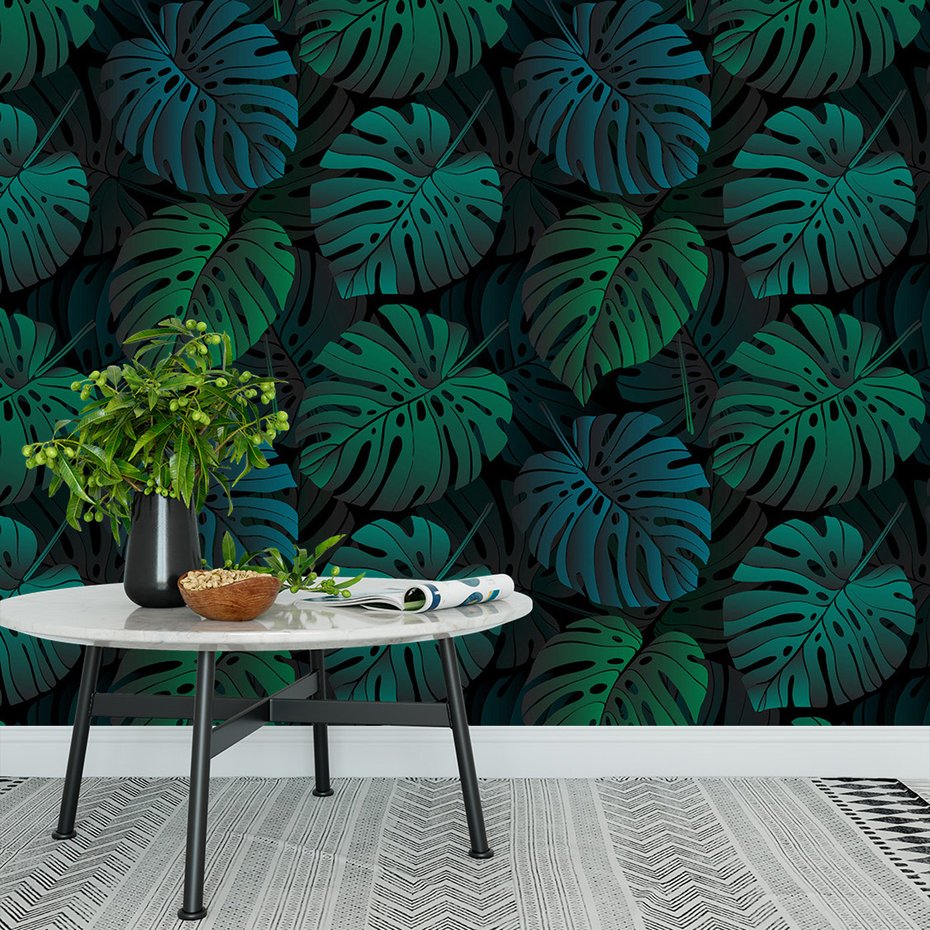Tapeta - liście, monstera, tło