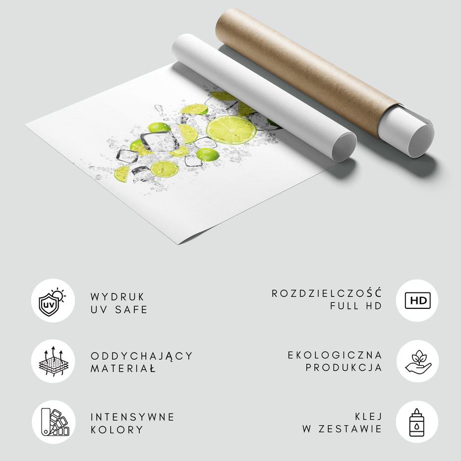 Fototapeta - limonka, lód, woda